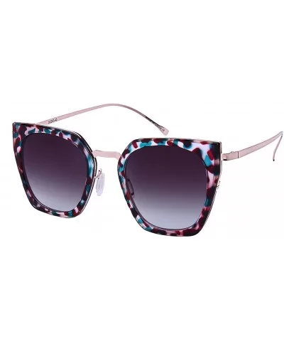 Oversized Cat Eye Optical Frame w/Flat Mirror Lens 32203-O-FLKGM - Red Blue Demi Rose Gold - C712NVHB6A8 $7.19 Oversized