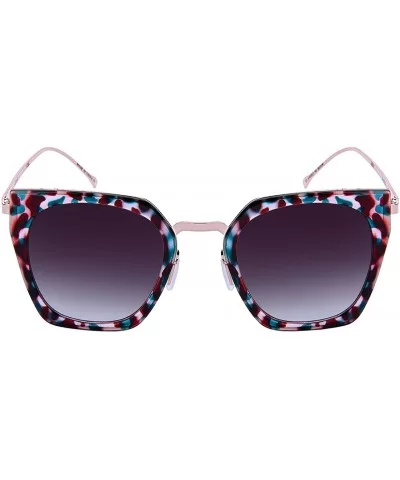 Oversized Cat Eye Optical Frame w/Flat Mirror Lens 32203-O-FLKGM - Red Blue Demi Rose Gold - C712NVHB6A8 $7.19 Oversized