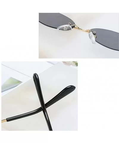 Vintage Small Sunglasses Women Rimless Mirror Lens Cat Eye Sun Glasses for Ladies Party - Purple Mirror - CY18AK2T04X $8.58 R...