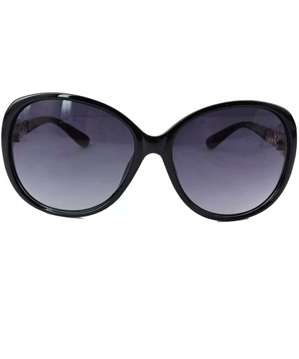 Vintage Thick Oversized Plastic Frame Womens Sunglasses UV 400 - Black W Gold Chain - C018RQM43YO $10.86 Aviator