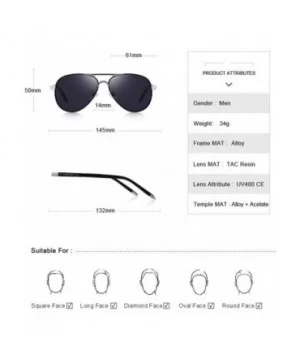 DESIGN Men Classic Pilot Sunglasses Aviation Alloy Frame HD Polarized C01 Black - C01 Black - C718XHE70XX $18.42 Oversized