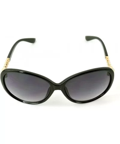 Vintage Thick Oversized Plastic Frame Womens Sunglasses UV 400 - Black W Gold Chain - C018RQM43YO $10.86 Aviator