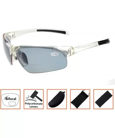 Bifocal Sunglasses with Wrap-Around Sport Design Half Frame for Men and Women - Clear - CP18C3M6W3I $14.59 Sport