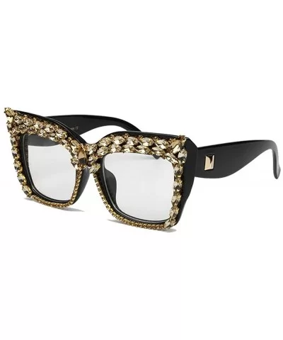 2019 New Fashion Diamond Glasses Luxury Rhinestone Red Gold Blue Cat Sunglasses Big frame female - Gold - C918A5CELH9 $13.53 ...