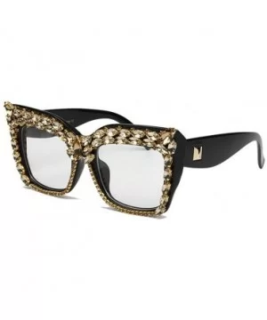 2019 New Fashion Diamond Glasses Luxury Rhinestone Red Gold Blue Cat Sunglasses Big frame female - Gold - C918A5CELH9 $13.53 ...