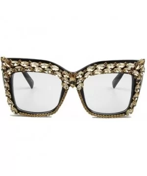 2019 New Fashion Diamond Glasses Luxury Rhinestone Red Gold Blue Cat Sunglasses Big frame female - Gold - C918A5CELH9 $13.53 ...