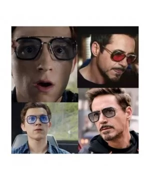 Tony Stark Sunglasses for Men Women Aviator Square Metal Frame Spiderman ironman edith glasses - CF197I4O08K $16.66 Square