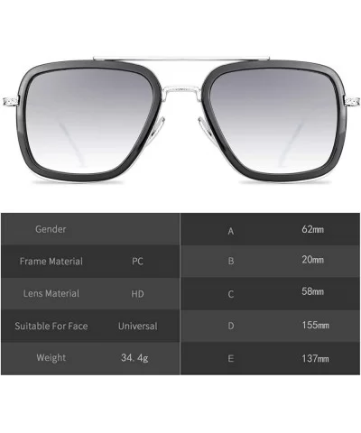 Tony Stark Sunglasses for Men Women Aviator Square Metal Frame Spiderman ironman edith glasses - CF197I4O08K $16.66 Square