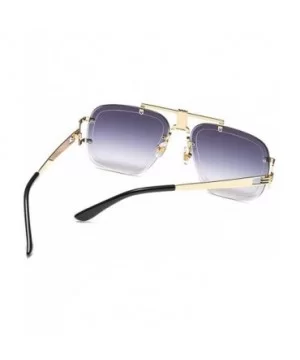 80's Retro Sunglasses for Men Classic Rimless SunGlasses Brand Designer Gold Metal Pilot Gradient Lens - 1 - CJ1987YAKUM $14....