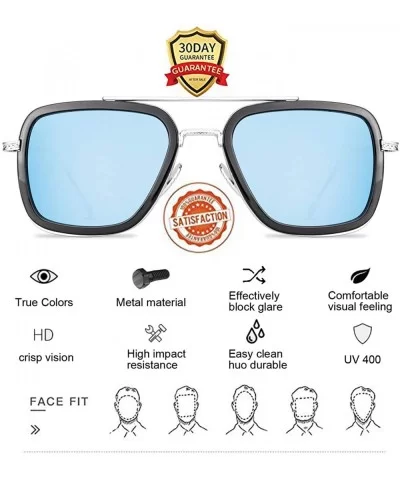 Tony Stark Sunglasses for Men Women Aviator Square Metal Frame Spiderman ironman edith glasses - CF197I4O08K $16.66 Square