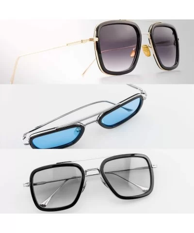 Tony Stark Sunglasses for Men Women Aviator Square Metal Frame Spiderman ironman edith glasses - CF197I4O08K $16.66 Square