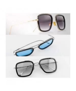 Tony Stark Sunglasses for Men Women Aviator Square Metal Frame Spiderman ironman edith glasses - CF197I4O08K $16.66 Square