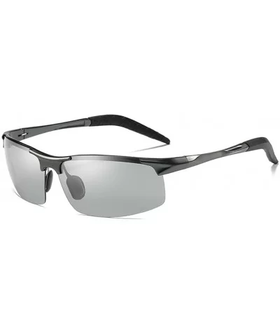 Topsports Photochromic Polarized Sunglasses Men Al-Mg Titanium Sunglasses for Driving - Gun Grey - CQ185T2KSCK $24.41 Rimless