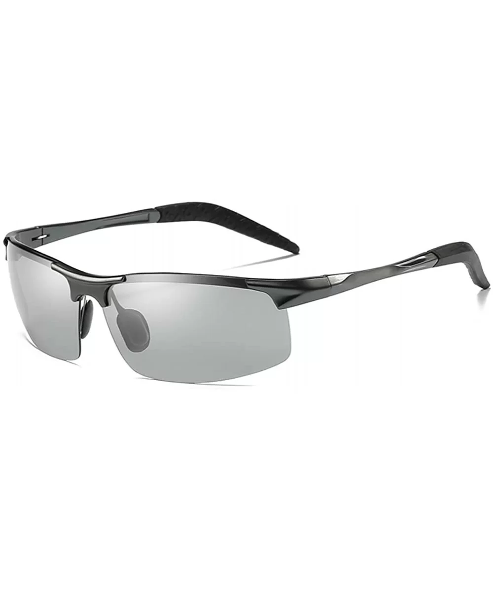 Topsports Photochromic Polarized Sunglasses Men Al-Mg Titanium Sunglasses for Driving - Gun Grey - CQ185T2KSCK $24.41 Rimless