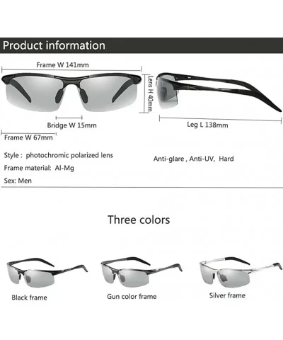 Topsports Photochromic Polarized Sunglasses Men Al-Mg Titanium Sunglasses for Driving - Gun Grey - CQ185T2KSCK $24.41 Rimless