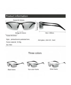 Topsports Photochromic Polarized Sunglasses Men Al-Mg Titanium Sunglasses for Driving - Gun Grey - CQ185T2KSCK $24.41 Rimless