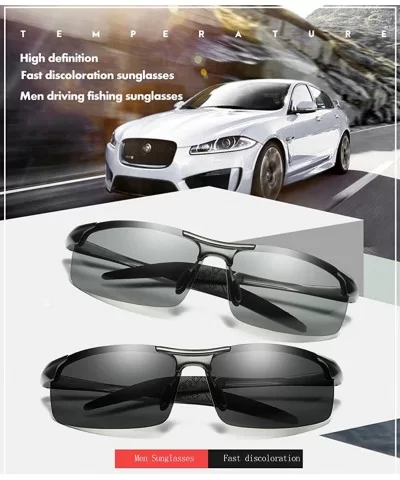 Topsports Photochromic Polarized Sunglasses Men Al-Mg Titanium Sunglasses for Driving - Gun Grey - CQ185T2KSCK $24.41 Rimless