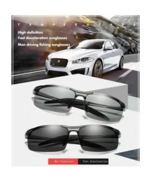 Topsports Photochromic Polarized Sunglasses Men Al-Mg Titanium Sunglasses for Driving - Gun Grey - CQ185T2KSCK $24.41 Rimless