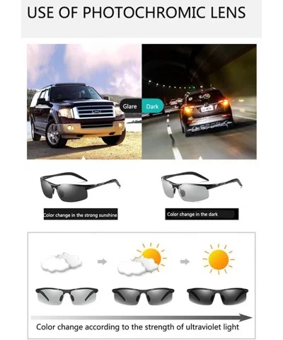 Topsports Photochromic Polarized Sunglasses Men Al-Mg Titanium Sunglasses for Driving - Gun Grey - CQ185T2KSCK $24.41 Rimless