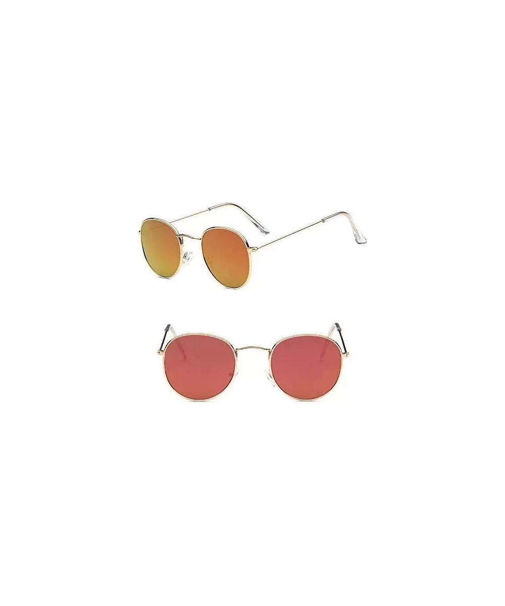 Sunglasses Mirror Classic Glasses Driving - Goldred - C6198MQG2E9 $12.36 Round