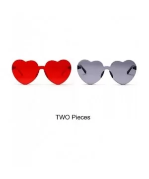 Love Heart Shape Sunglasses Women One Pieces Lens Rimless Sun Glasses For Women - Red and Black - CV18KQGE8A5 $8.00 Rimless