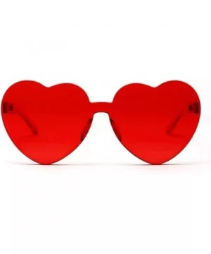 Love Heart Shape Sunglasses Women One Pieces Lens Rimless Sun Glasses For Women - Red and Black - CV18KQGE8A5 $8.00 Rimless