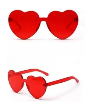 Love Heart Shape Sunglasses Women One Pieces Lens Rimless Sun Glasses For Women - Red and Black - CV18KQGE8A5 $8.00 Rimless