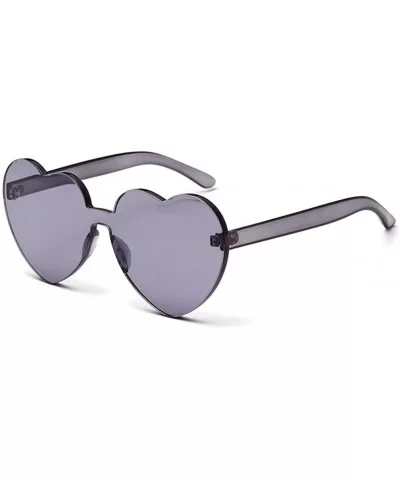 Love Heart Shape Sunglasses Women One Pieces Lens Rimless Sun Glasses For Women - Red and Black - CV18KQGE8A5 $8.00 Rimless