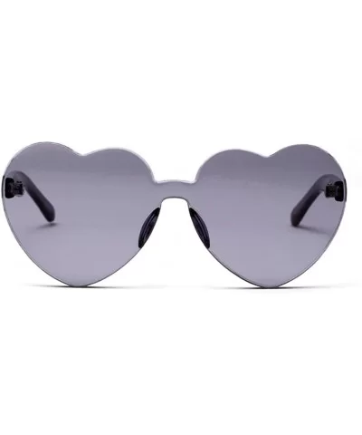 Love Heart Shape Sunglasses Women One Pieces Lens Rimless Sun Glasses For Women - Red and Black - CV18KQGE8A5 $8.00 Rimless