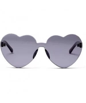 Love Heart Shape Sunglasses Women One Pieces Lens Rimless Sun Glasses For Women - Red and Black - CV18KQGE8A5 $8.00 Rimless