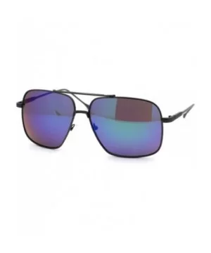 Air Force Mirrored Mens Metal Large Rectangular Pilot Sunglasses - Gunmetal Teal - CI12O4X8QSC $10.55 Rectangular