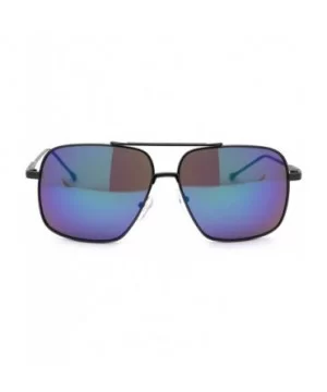 Air Force Mirrored Mens Metal Large Rectangular Pilot Sunglasses - Gunmetal Teal - CI12O4X8QSC $10.55 Rectangular