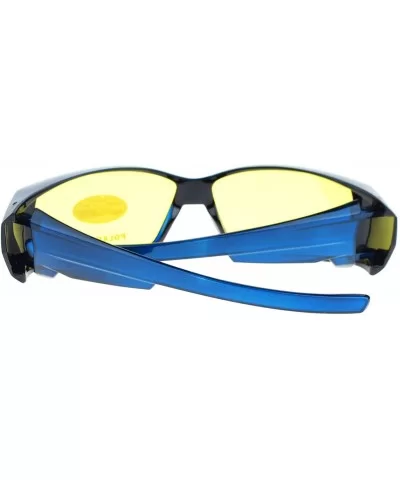 Womens Fit Over Glasses Polarized Yellow Lens Rhinestone Sunglasses - Blue - CJ1880MT7DE $10.05 Rectangular