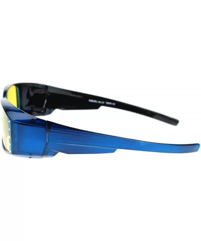 Womens Fit Over Glasses Polarized Yellow Lens Rhinestone Sunglasses - Blue - CJ1880MT7DE $10.05 Rectangular