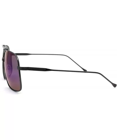 Air Force Mirrored Mens Metal Large Rectangular Pilot Sunglasses - Gunmetal Teal - CI12O4X8QSC $10.55 Rectangular