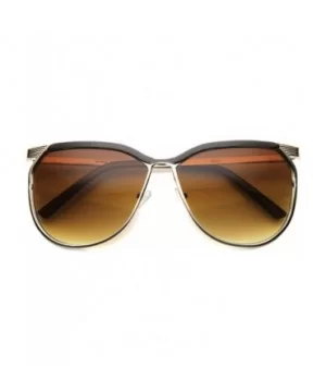 Modern Fashion Large Oversized Full Metal Two-Toned Aviator Sunglasses 58mm - Brown-gold / Amber - CO124K988YN $7.79 Square