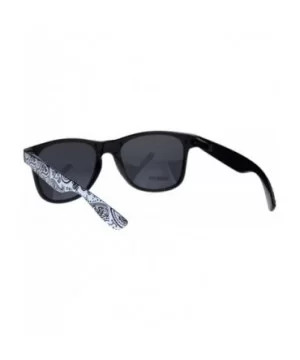 Mens Bandana Print Arm Hipster Horn Rim Plastic Sunglasses - Shiny Black White - CQ18QMOGD27 $7.55 Rectangular