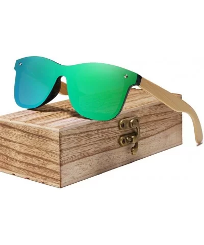 Bamboo Sunglasses Wood Polarized Glasses Sunglasses Wooden Sun Glasses - Green Bamboo - CD194O5YYNE $25.78 Rimless