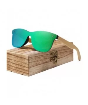 Bamboo Sunglasses Wood Polarized Glasses Sunglasses Wooden Sun Glasses - Green Bamboo - CD194O5YYNE $25.78 Rimless