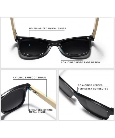 Bamboo Sunglasses Wood Polarized Glasses Sunglasses Wooden Sun Glasses - Green Bamboo - CD194O5YYNE $25.78 Rimless