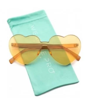 Heart Shaped One Piece Transparent Full Colored Frame Candy Sunglasses - Light Orange Frame - CW18CL0SQRS $5.74 Rimless