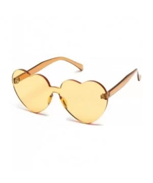 Heart Shaped One Piece Transparent Full Colored Frame Candy Sunglasses - Light Orange Frame - CW18CL0SQRS $5.74 Rimless