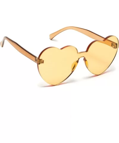 Heart Shaped One Piece Transparent Full Colored Frame Candy Sunglasses - Light Orange Frame - CW18CL0SQRS $5.74 Rimless