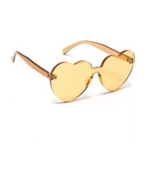 Heart Shaped One Piece Transparent Full Colored Frame Candy Sunglasses - Light Orange Frame - CW18CL0SQRS $5.74 Rimless