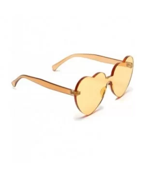 Heart Shaped One Piece Transparent Full Colored Frame Candy Sunglasses - Light Orange Frame - CW18CL0SQRS $5.74 Rimless