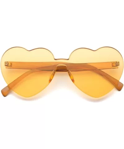 Heart Shaped One Piece Transparent Full Colored Frame Candy Sunglasses - Light Orange Frame - CW18CL0SQRS $5.74 Rimless