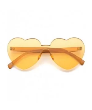 Heart Shaped One Piece Transparent Full Colored Frame Candy Sunglasses - Light Orange Frame - CW18CL0SQRS $5.74 Rimless