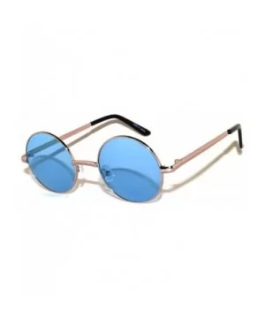 Round Retro Vintage Circle Style Sunglasses Colored Metal Frame Small frame 43 mm and 55 mm - 43_silver_blue - CO184XKIILO $4...