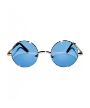 Round Retro Vintage Circle Style Sunglasses Colored Metal Frame Small frame 43 mm and 55 mm - 43_silver_blue - CO184XKIILO $4...