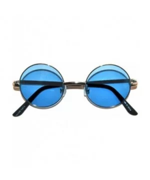 Round Retro Vintage Circle Style Sunglasses Colored Metal Frame Small frame 43 mm and 55 mm - 43_silver_blue - CO184XKIILO $4...